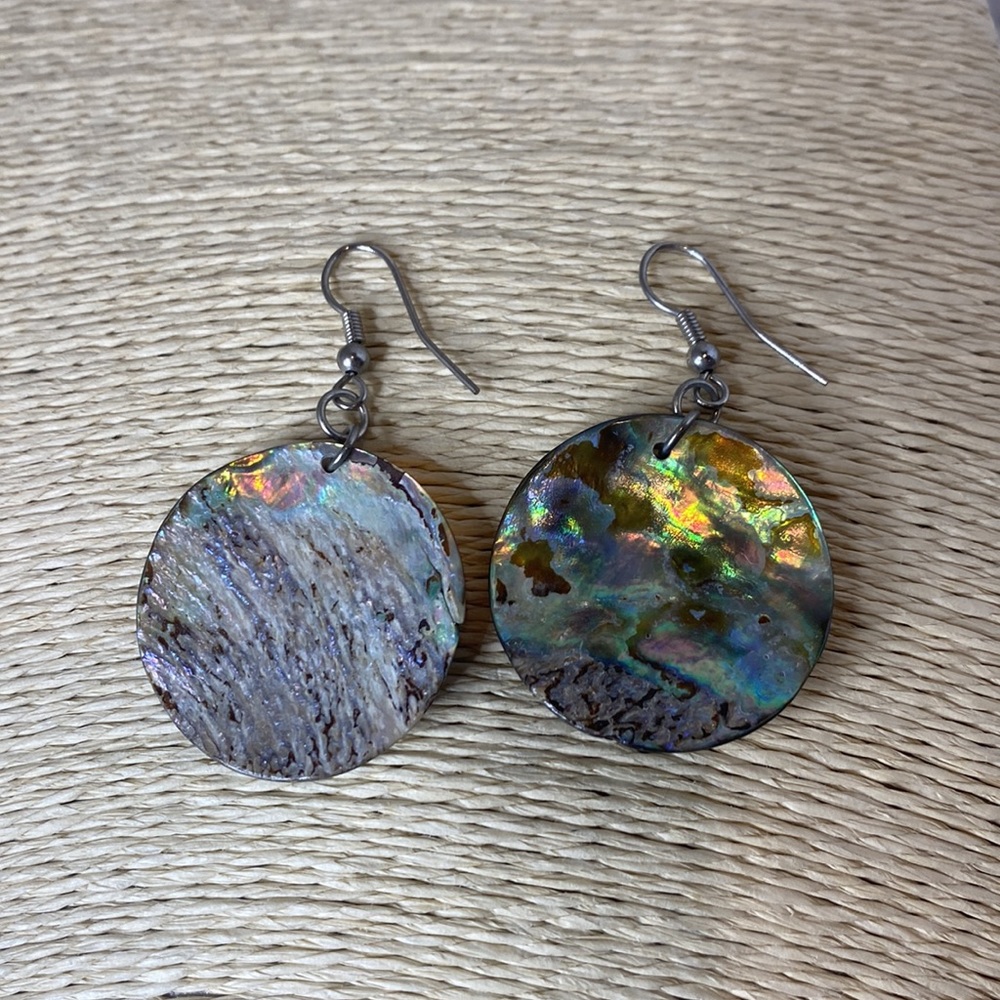 Abalone Shell Round Drop Earrings - image 5